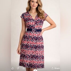 Boden blue red white dot textured dot Career Dress size 8 long